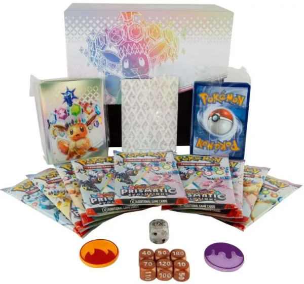 Pokemon Scarlet & Violet Prismatic Evolutions Elite Trainer Box [9 Booster Packs, Foil Promo Card, 65 Card Sleeves & More]